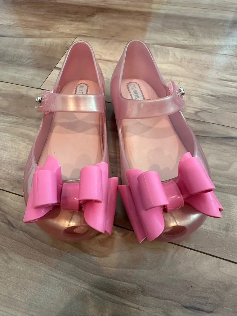 Mini Melissa Girls Pink Jelly Bow Mary Jane Shoes Size 9 Toddler